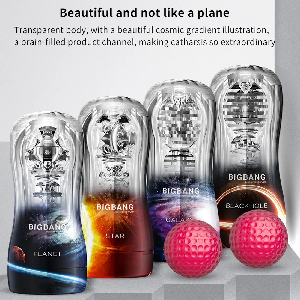 Male Masturbation Device Transparent Airplane Cup Glans Exercise sexy Toy Built-in Stimulation Ball 18