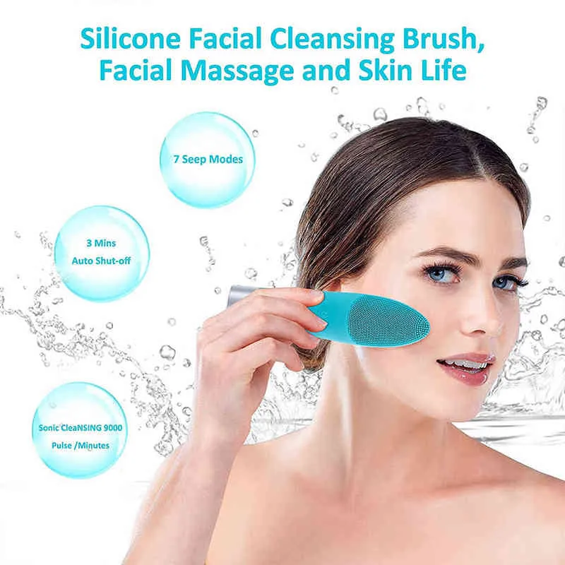 3 en 1 Cepillo de limpieza facial ultrasónico Depiladora Estiramiento facial Masajeador profundo Herramientas para el cuidado de la piel220429