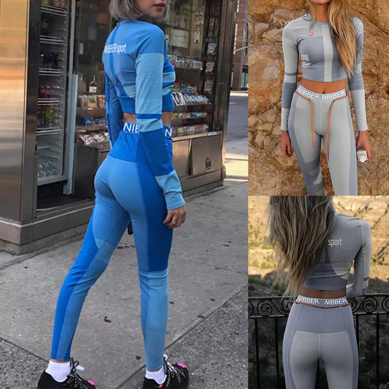 Sexy Trainingsanzüge Frauen Zwei Stück Set Outfits Sport Fitness Hohe Taille Leggings Winter Frühling Passenden Sets Sweatsuit 220810