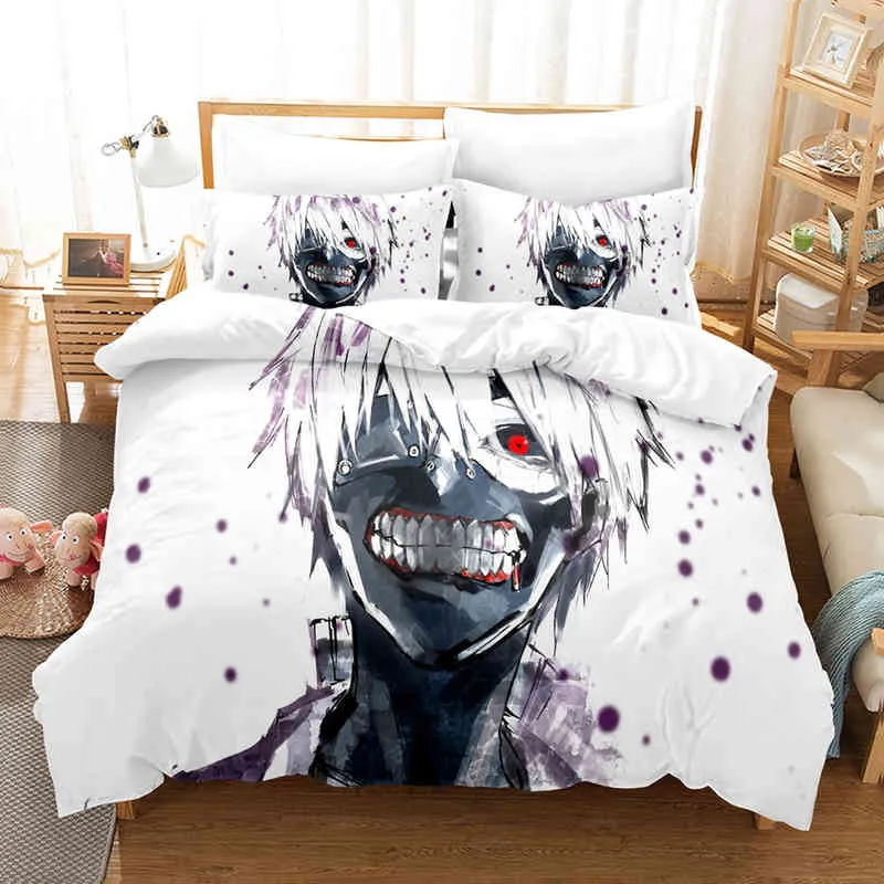 Japan Anime Tokyo Ghoul Pedding Sets Fashion 3D drukowana kołdra Single Queen King Size Dropshipping