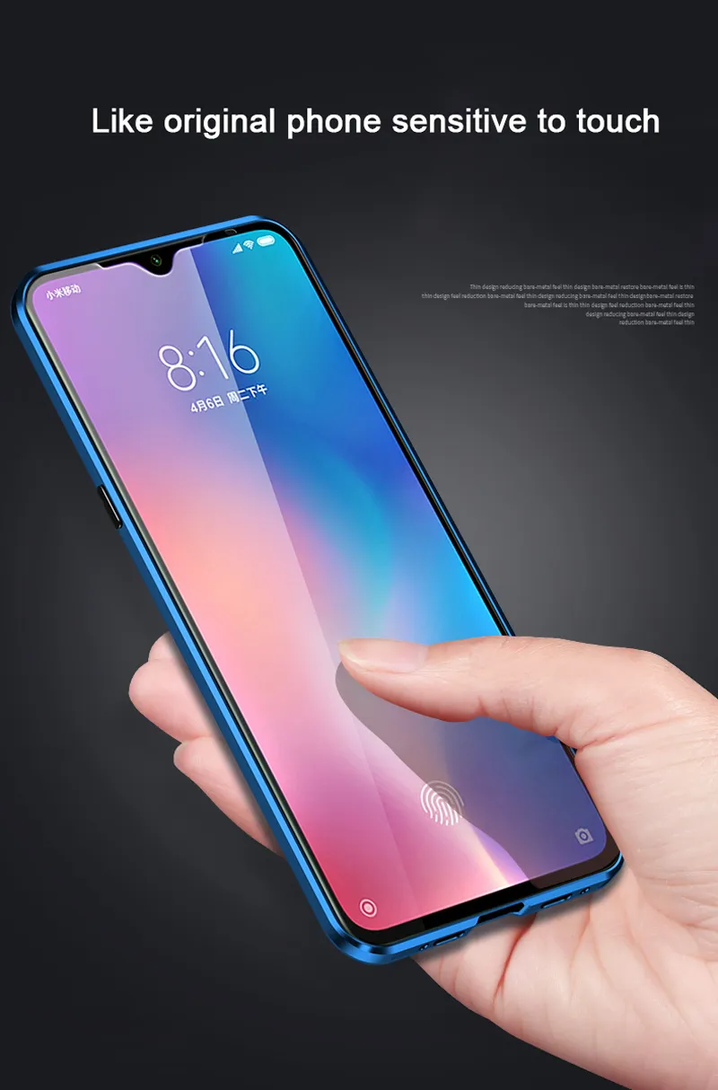 二重シドルメタルケースXiaomi 10 Pro Redmiのための強化ガラス注9 9S 8 7 Pro K20 Pro磁性360完全保護カバー