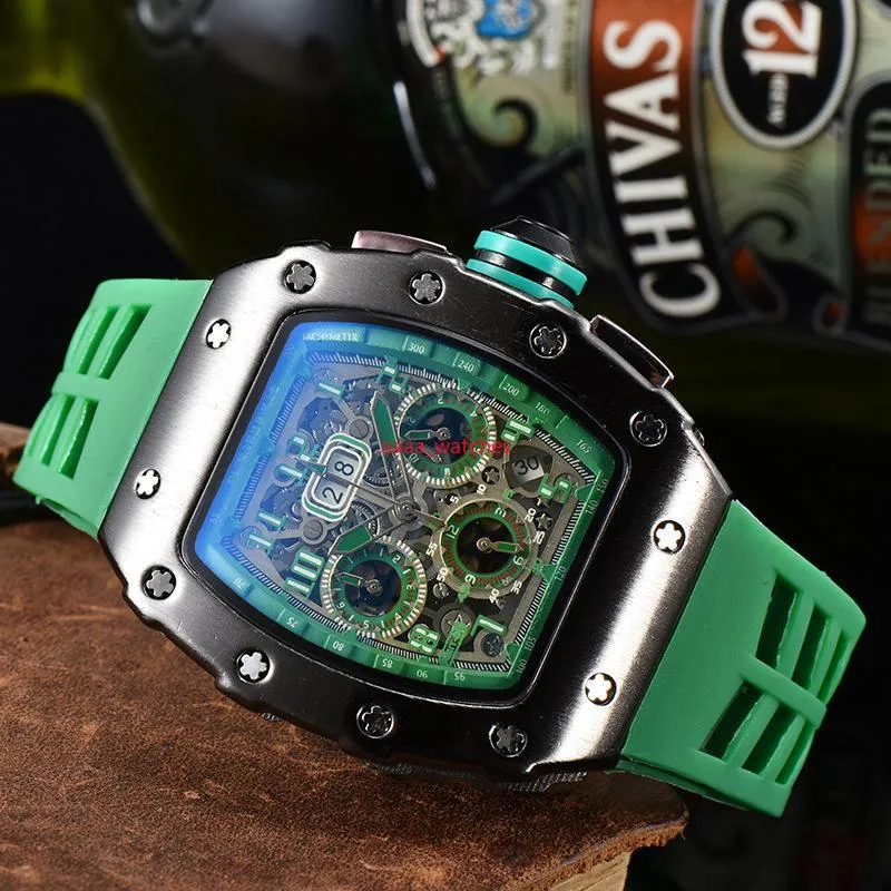2022 Luxury Watch Six Hand Quartz Chronograph Funzione completa in esecuzione del secondo marchio maschile Tonneau Orologio da polso Corst Owatch RELOJ HO256S