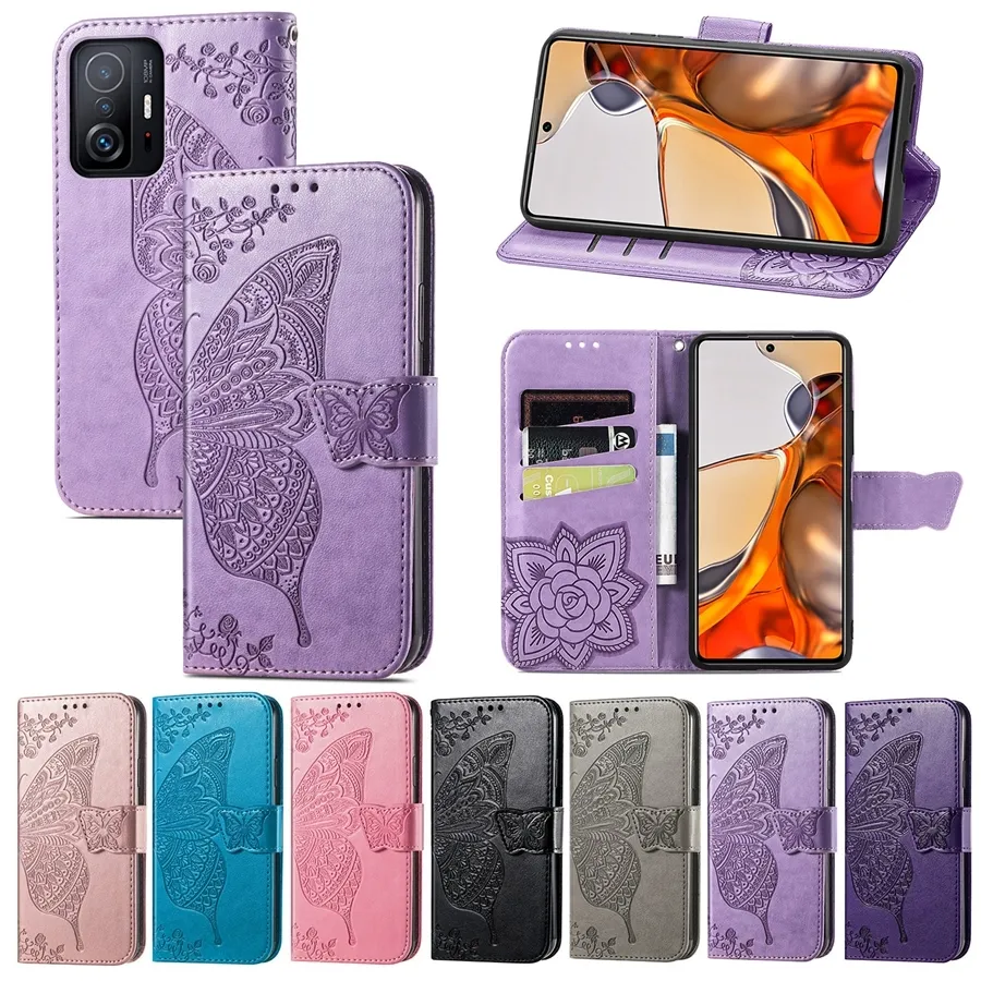 Wallet Leather Butterfly Cases For Xiaomi Mi Poco X3 Nfc/M3 11T Redmi 10 9 9A 9C 9T 8 8A Note 10/10S/10 Pro/9 Pro/8 Pro