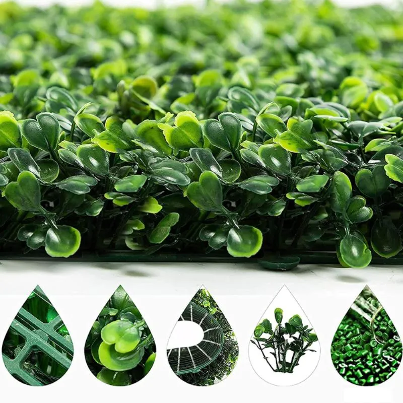 Flores decorativas Grinaldas Pcs Artificial Buxo Grama 25x25cm Pano de Fundo Painéis Topiaria Hedge Planta Jardim Quintal Cerca Greene279y