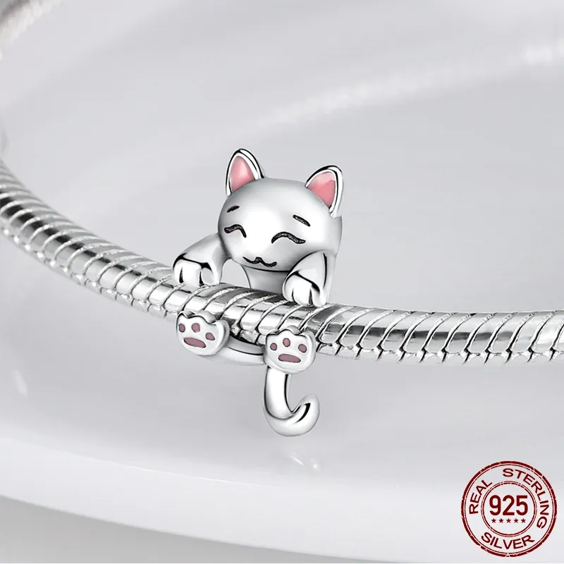 Charm-Perlen aus 925er-Silber, baumelnd, Elefant, Schlange, Fuchs, Marienkäfer, Hund, Katze, Eule, passend für Pandora-Charm-Armbänder, DIY-Schmuckzubehör