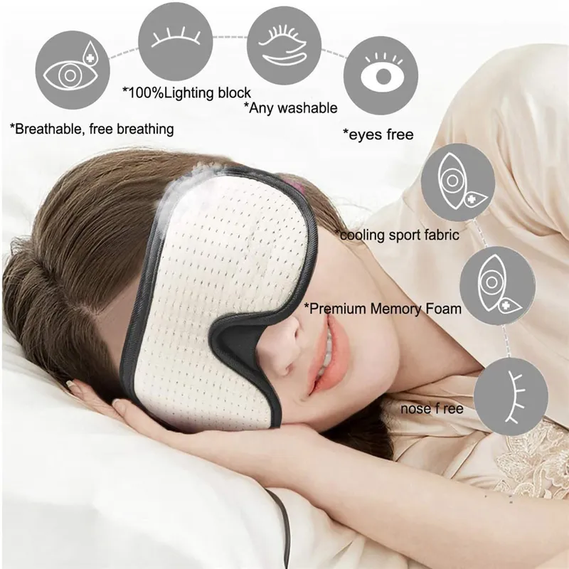 3D Sleeping Mask Block ut lätt mjuk vadderad sömnmask för ögon Slaapmasker ögonskugga ögonbindningsblåsningshjälp ansikte mask Eyepatch CX220516