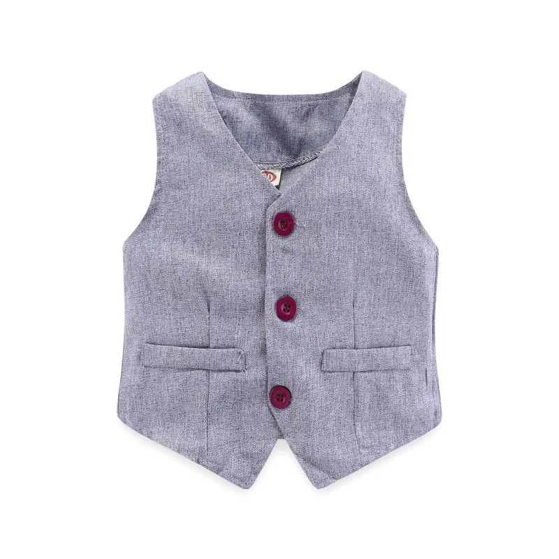 Kid Boy Clothes Gentleman Grey Vest + Long-Sleeved White Pink Shirt Pants Four-Piece Suits Infant Children Outfits 220326