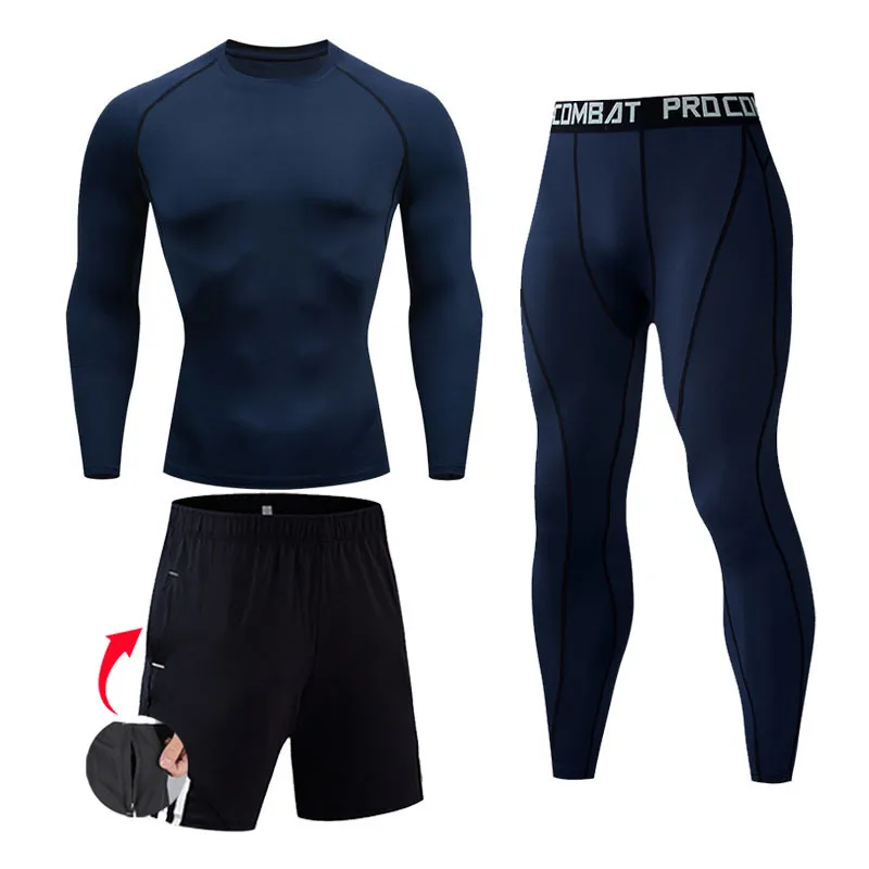 / SETS RUN RUND COLLS MMA T-shirt Tactical Gym Leggings Jogging Sports Men Men Gym Fitness Compression Brand de marque 220518