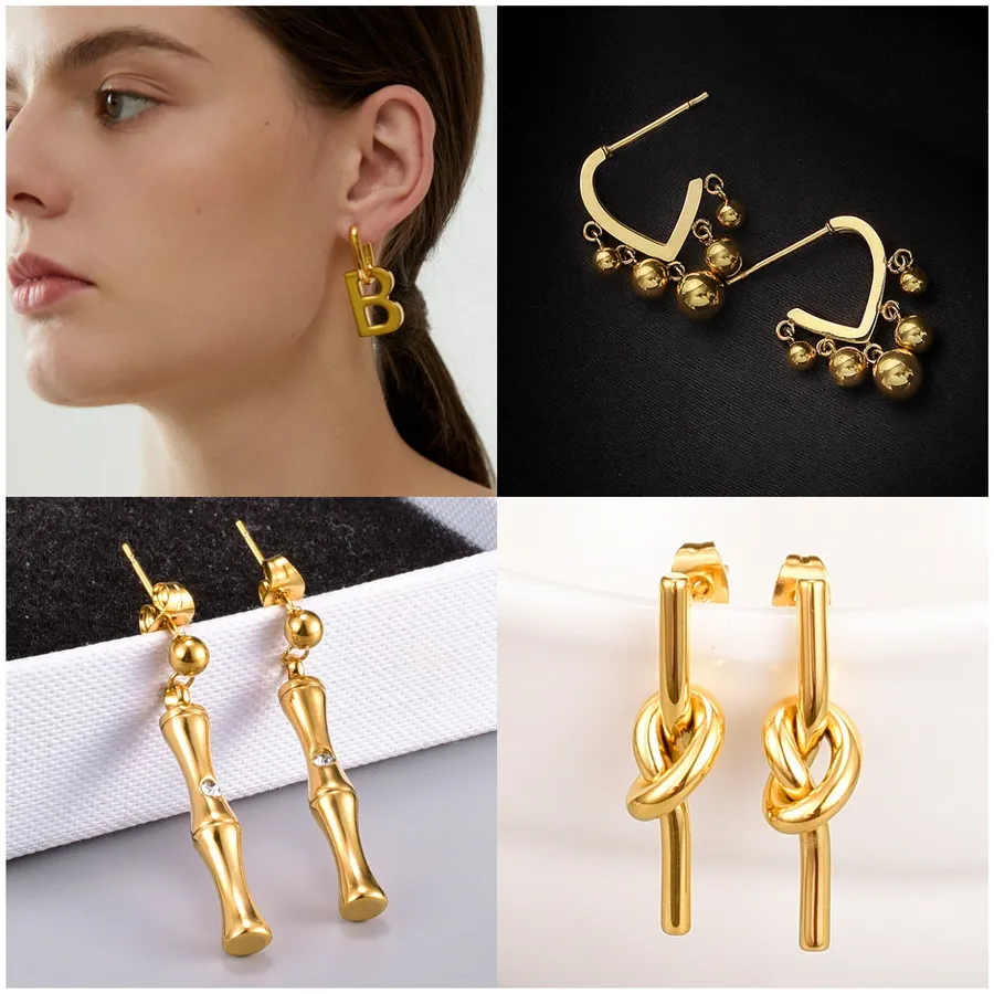 Projektant biżuterii Tytanium Uch Ear Huggie 18K Gold Gold B lśniące niekłasne kolczyki na kolczykach kobiecy