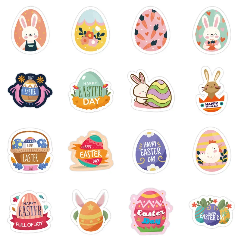 10 30 Easter Egg Bunny Kawaii adesivos estéticos Decalques de graffiti para o diário de refrigerador de garrafas de água Toys de desenho animado fofinho 220716