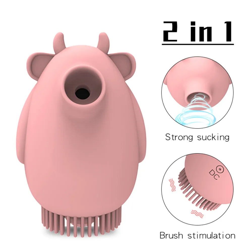 2 In 1 Oral Sucker Sucking Vibrator Brush Clit Stimulation Nipple Clitoris Massager sexy Toys for Women Female Masturbation