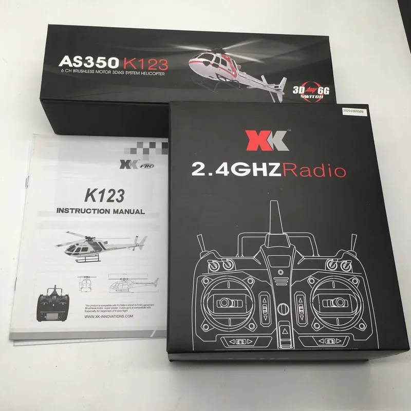 مع 2 بطاريات الأصلي wltoys xk k123 6ch فرش as350 مقياس 3d6g نظام rc هليكوبتر RTF ترقية V931 هدية لعبة 220321