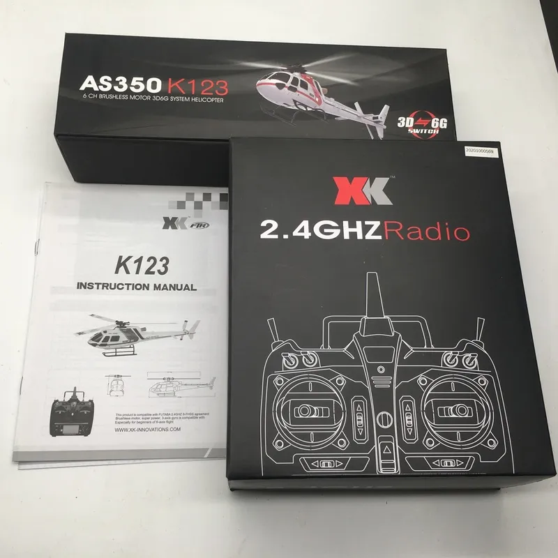 С 2 батареями Оригинальные WLTOYS XK K123 6CH безщеточный AS350 Scale 3D6G система RC вертолет RTF обновления V931 Подарочная игрушка 220321