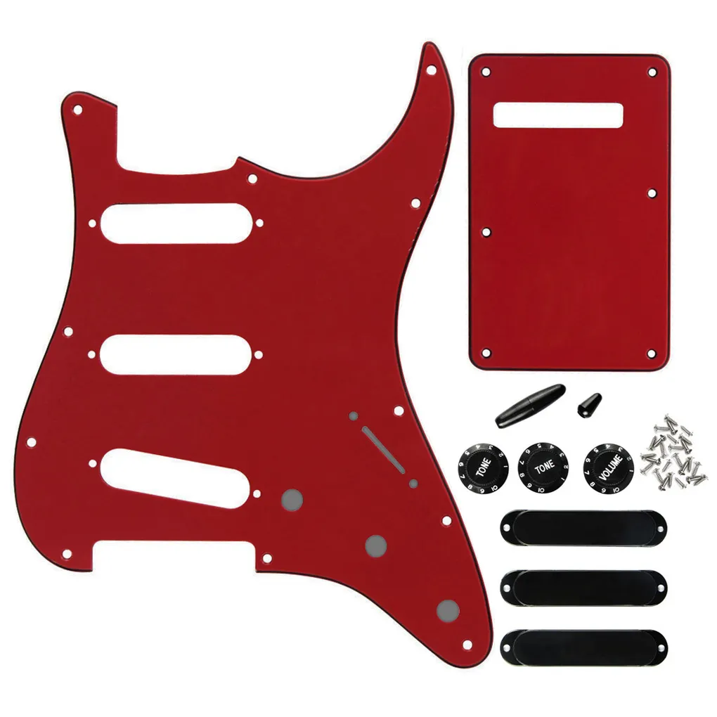 11 Holes SSS Pickguard 3Ply Back Plate No Holes Pickup Cover Guitar Knobs Switch Tip for Electric Guitar Parts