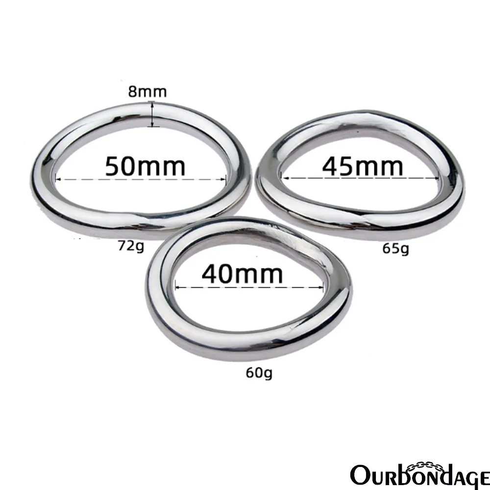 Ourbondage 3 Size Stainless Steel Curve Penis Ring Bårprotum Pendant Restraint Cock Traning For Men Gay Sexy Toy