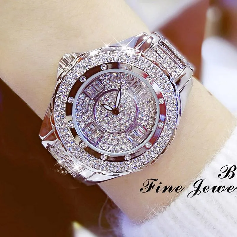 Наручные часы Женские часы Lady Diamond Stone Dress Watch Золото Серебро Нержавеющая сталь Rhineston Наручные часы Женские часы с кристалламиWri2253