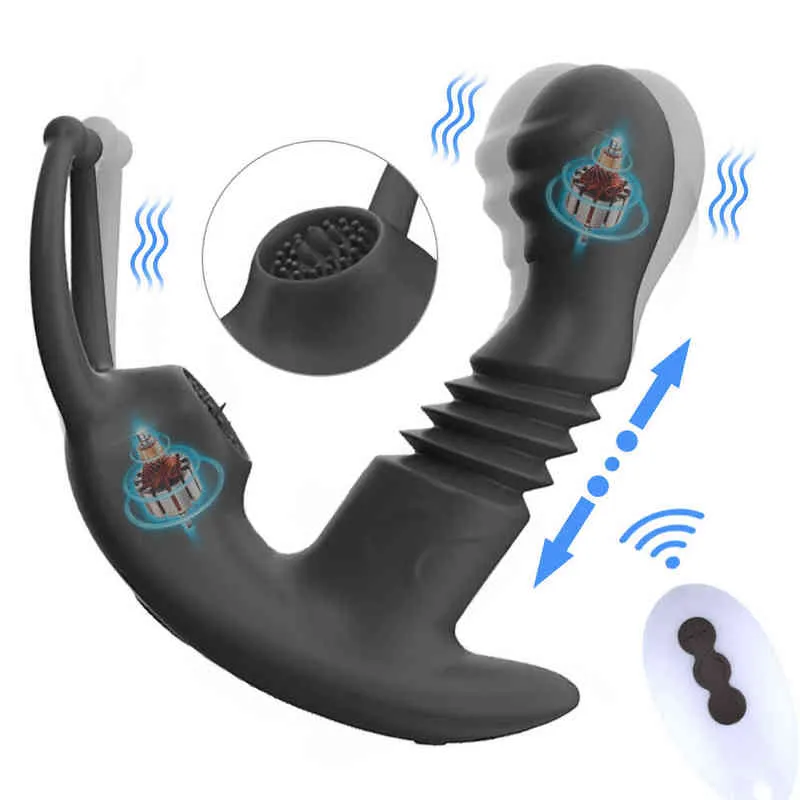 NXY Zabawki analne wibrujące wibrowory masażera prostaty dla mężczyzn z opóźnieniem wytryskujące pierścień jądra moszna stymulują wtyczkę teleskopową 220506