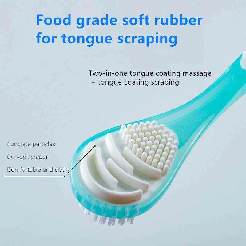 1 STÜCK NEUE Doppelseitige Zungenreinigerbürste Zur Reinigung Mundpflegewerkzeug Silikonschaber Zahnbürste Frischer Atem 220614