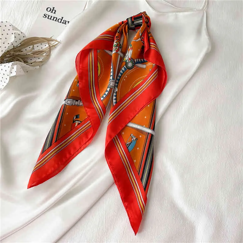 2021 seide Quadrat Schal Dame Haar Band Foulard Satin Weibliche Tasche Schals Stirnband Frauen Bandana Schal und Wraps Große Hijab sommer