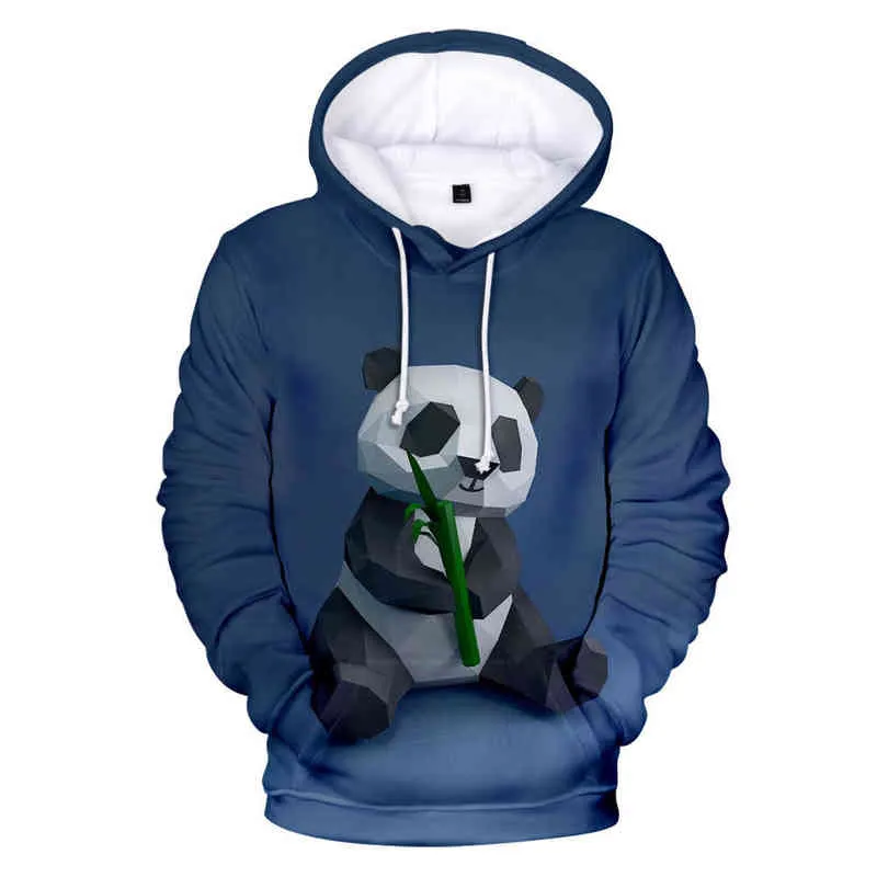 Felpa con cappuccio Panda carino uomo e donna in primavera e autunno Felpa con stampa 3D divertente Casual Street Abbigliamento giovanile Top allentato L220704