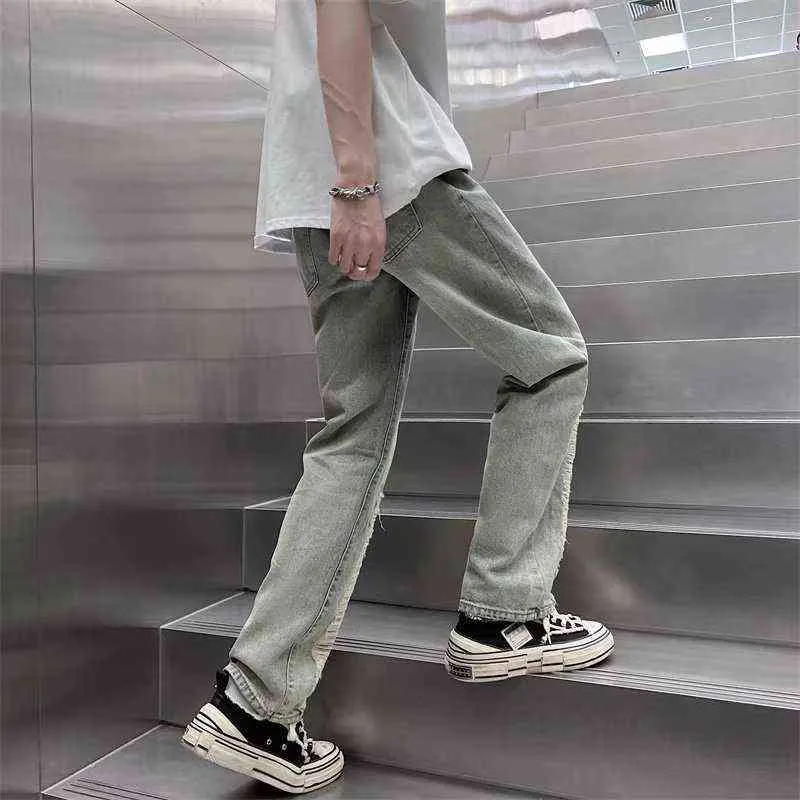 2022 ROPA Hole rozerwane vintage grunge mężczyźni Slim Dżinsy Pantie Streetwear Zmarwnie umyte hip hop dżinsowe spodnie Mantnes Hombre T220803