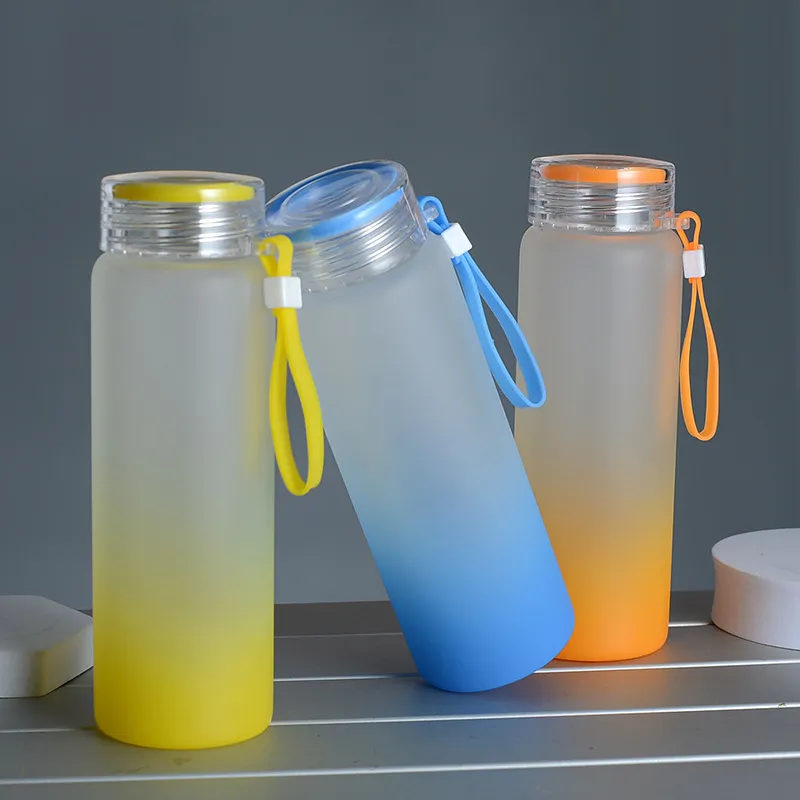 Home Sublimatie Waterflessen 500ml Frosted Glass Water Bottle gradiënt Blank Tumbler Drinkware ZC1180