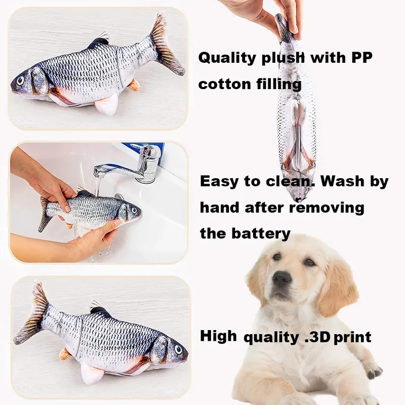 Interactive Dogs Toy Funny Electric Wiggling Fish for Dogs Pet Toothbrush Chew Training Puppy Toy Fit For All Pets Dog Molar Toy 220801