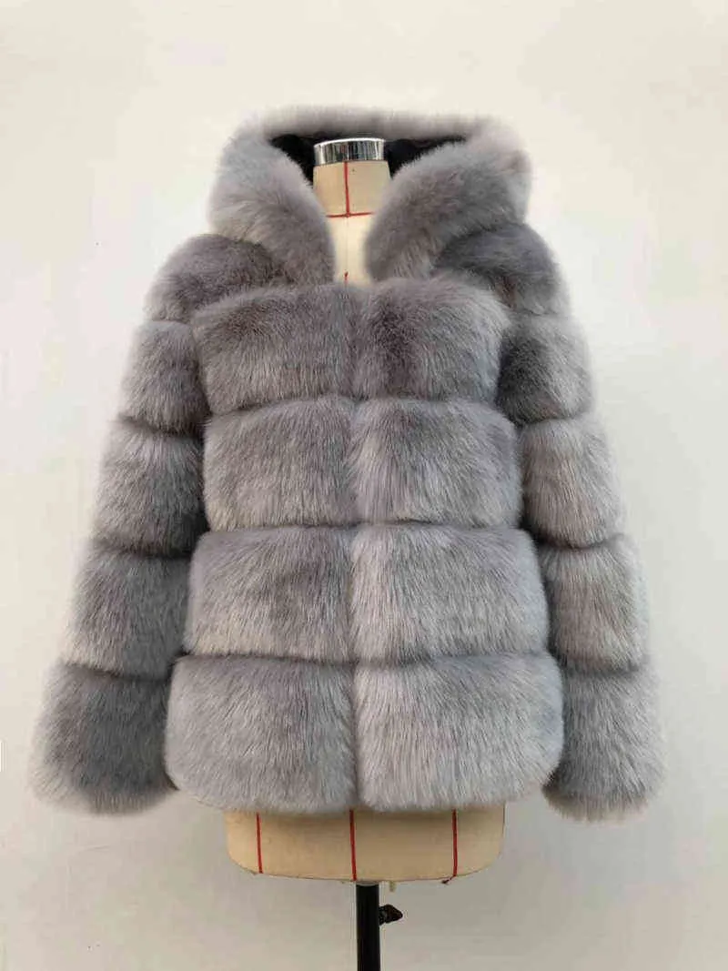 ZADORIN Winter Thick Warm Faux Fur Coat Women Furry Hooded Long Sleeve Faux Fur Jacket Luxury Winter Fur Coats bontjas T220716