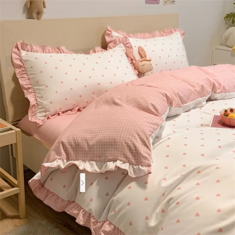 ly Bettwäsche im pastoralen Stil für Frühling und Sommer, bequeme Bettdecke aus hochwertiger Baumwolle mit weicher Textur, Bettdecke, Bettbezug