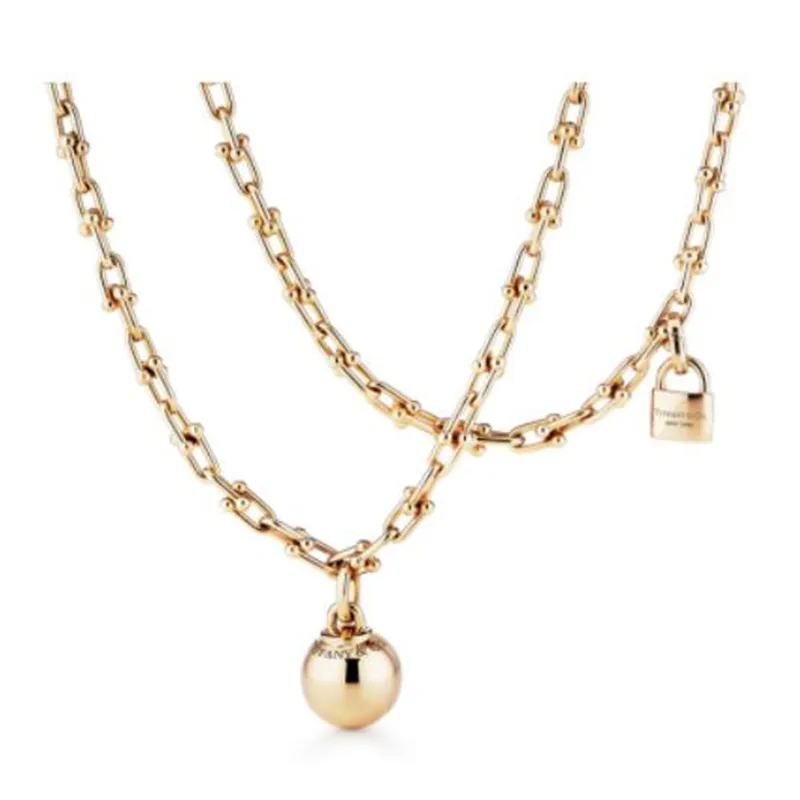 Moda de luxo hardwear jóias colar designer ferradura pingentes série colares rosa ouro platina longa cadeia diamantes adult304V