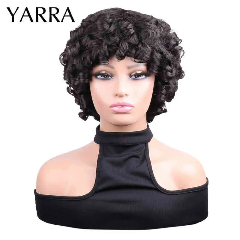 Perruque Bob Loose Wave avec frange, cheveux naturels brésiliens, courts, sans colle, entièrement fabriqués à la Machine, YARRA 220609, pour femmes noires