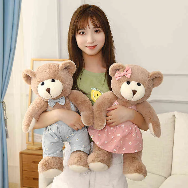 CM Kaliteli Yumuşak Oyuncak Ayı Dolls Giysilerde Sevimli Etek Peluş Yastık Dolu Oyuncak Odası Dekor Hediyesi Çocuklar için J220704