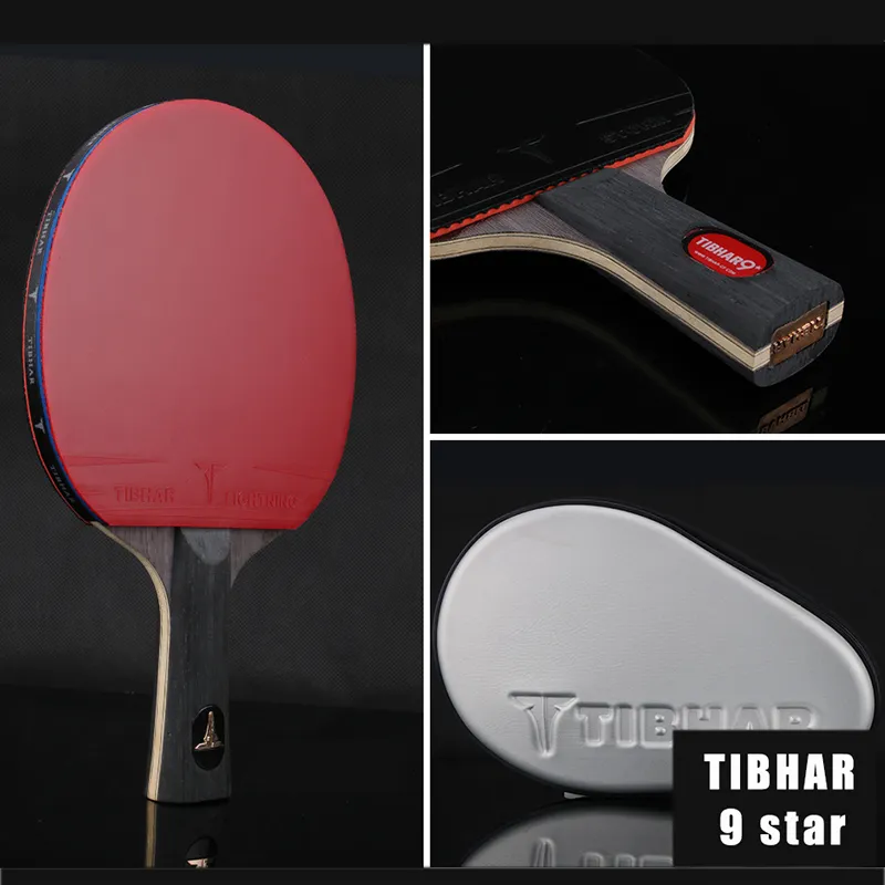 TIBHAR 9 Star rakieta do tenisa stołowego Superior lepkie gumowe ostrze węglowe rakiety do ping-ponga pryszcze w Pingpong Paddle Bat 220402