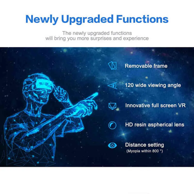 VRGPRO 3D kask wirtualna rzeczywistość okulary VR niebieskie soczewki smartfony okulary 3D wsparcie zestaw słuchawkowy do wirtualnej rzeczywistości na telefon komórkowy na Youtube H220422