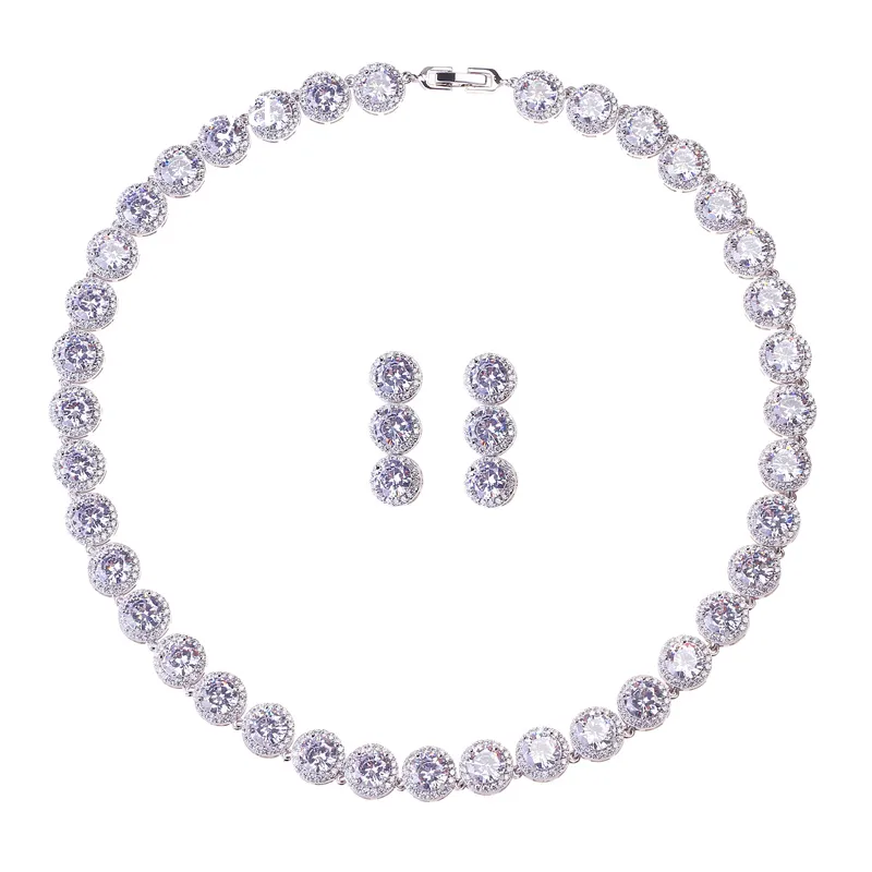 Emmaya marque magnifique rond couleur or blanc AAA cubique Zircon ensembles de bijoux de mariage pour les amoureux des mariées cadeau 220922
