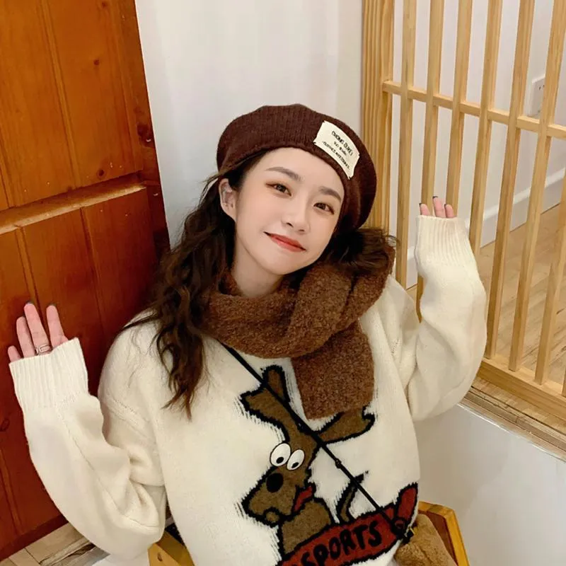 Berretti INS versione coreana Beret cappello lettere patch lettere a maglia lana femmina femmina autunno inverno pittore selvaggio netto rosse Tideberets