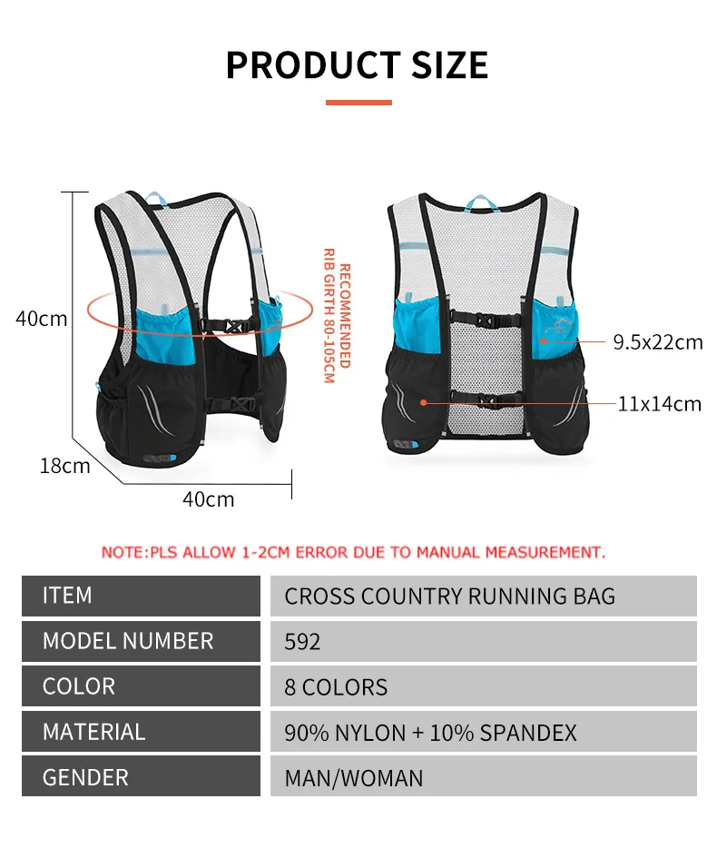 Inoxto Lätt ryggsäck Hydration Vest Lämplig för cykelmaraton Vandring Ultraljus och bärbar 2 5L 220520GX