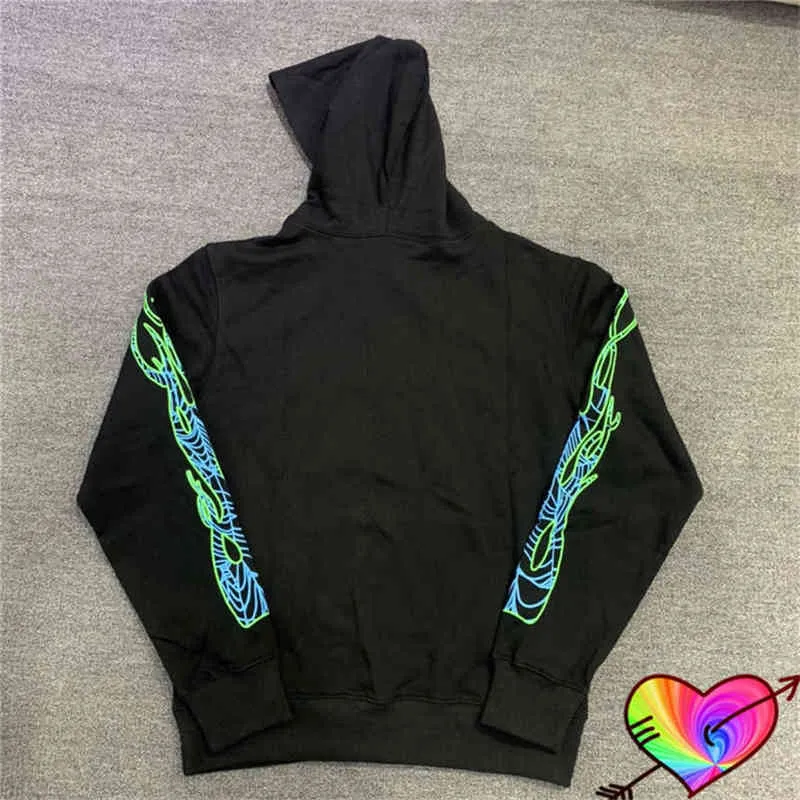 2022 Fluorescent Green Young Thug Hoodie Men Women Quality Spider Hoodie Web  Sweatshirts 555555 Pullovers