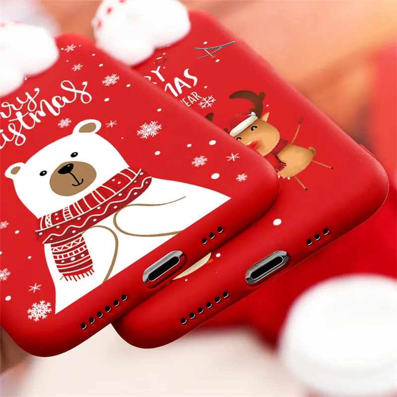 Casos de TPU suave da boneca de Natal para Xiaomi Redmi Nota 9 8 7 6 8t Pro 9s 9a 8a mi 11 a3 10 lite cc9e cc9 capa de telefone de desenho animado fofo