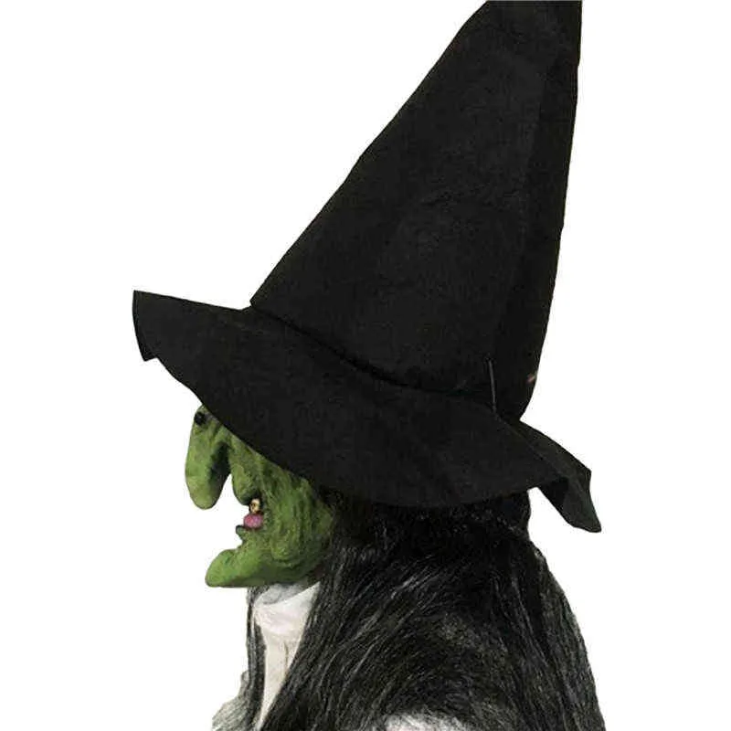 Halloween Party Horror Witch Mask con cappello Cosplay Scary Clown Hag Masches in lattice Vale Verva Big Nose Old Women Props L220530