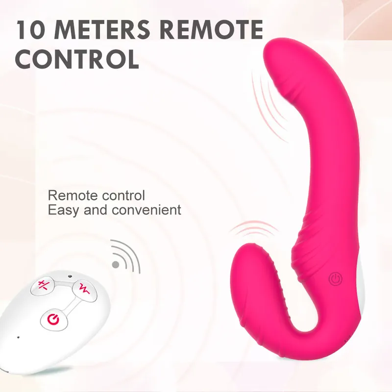 10 hastigheter strapless strapon anal prostata massager dildo vibrator kvinna dubbel vibrerande g spot vuxen sex leksaker för kvinnor par 220310