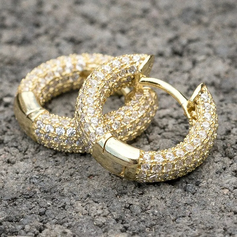 Huitan Luxury Women Small Hoop Earrings Micro Paled CZ Stones Mångsidiga kvinnliga tillbehör Högkvalitativa modesmycken 2207189594255