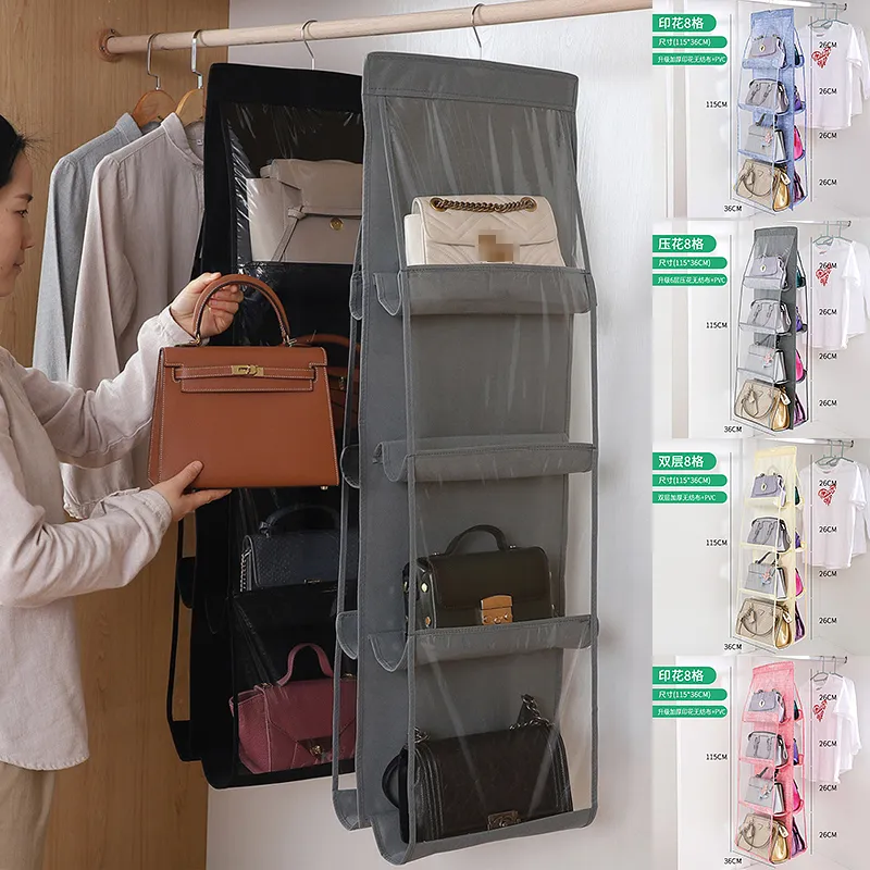 6/8 tasche pieghevoli da appendere all'organizzatore armadio guardaroba trasparente custodia portaoggetti in tessuto non tessuto Home Organization CX220413