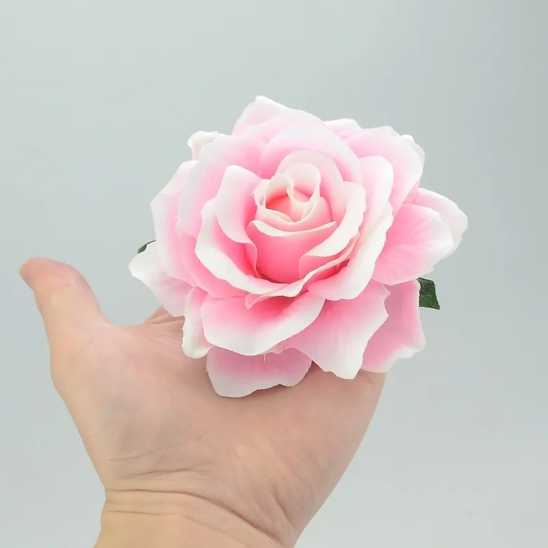 Décoration de fête 9cm grandes têtes de fleurs de soie de rose artificielle pour le mariage bricolage couronne boîte-cadeau scrapbooking artisanat fausses fleurs 220919