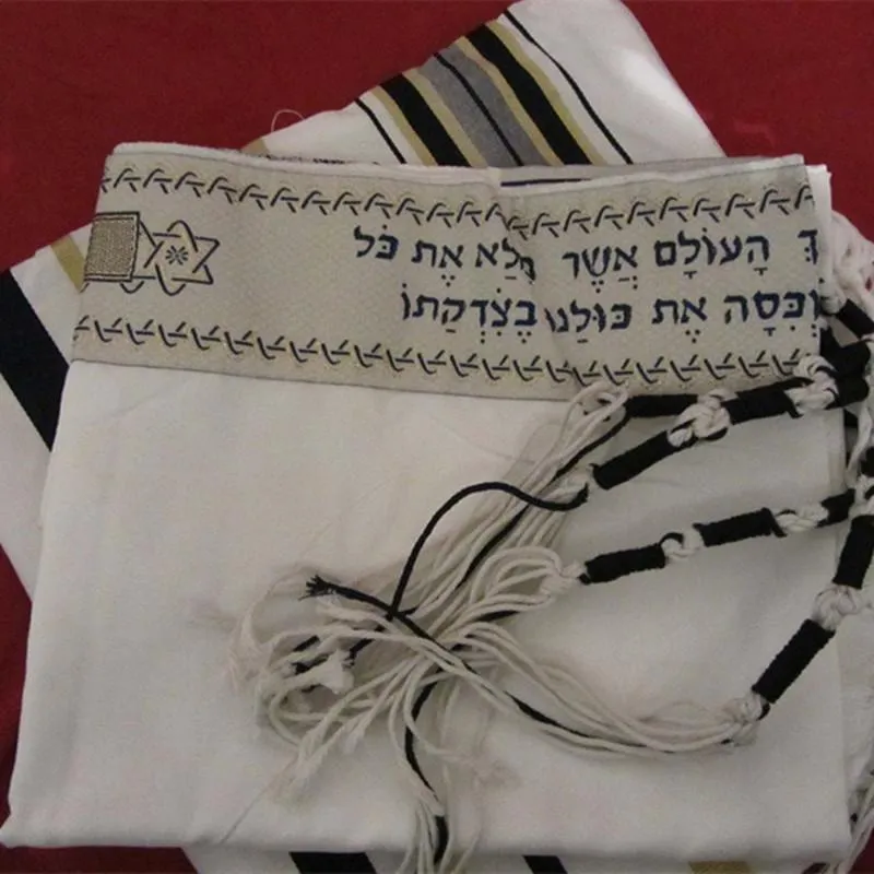 Шарфы мессианские еврейские таблицы сине -золотой молитва талит талис Bag Scarfsscarves287o