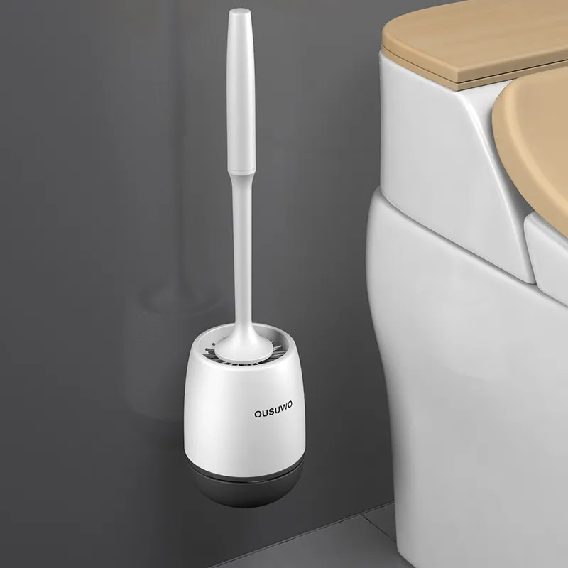 Silikon Dayanıklı Tuvalet Fırçası Uzun Saplı Duvar asılı/Zemin Stand Tutucu Yumuşak Kıl Temizlik Banyo Araçları 220511