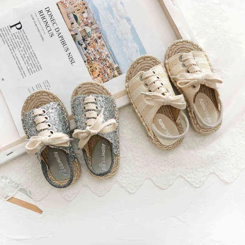 Barn mode mångsidiga koreanska sandaler fiskare 2022 sommar nya flickor paljetter sandaler prinsessan barn prestationsskor SO054 G220523