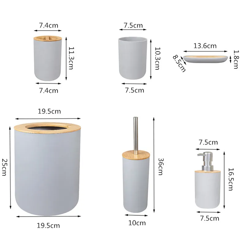 욕실 액세서리 세트 칫솔 홀더 비누 디스펜서 화장실 브러시 쓰레기통 캔 치약 필수 220523
