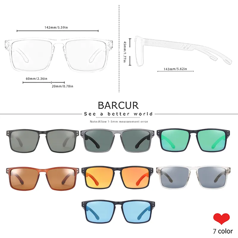 Barcur Men S Sunglasses for Menブランドデザイナーナチュラルウォルナットウッドグラスメス女性偏光アイウェアUV400 220513