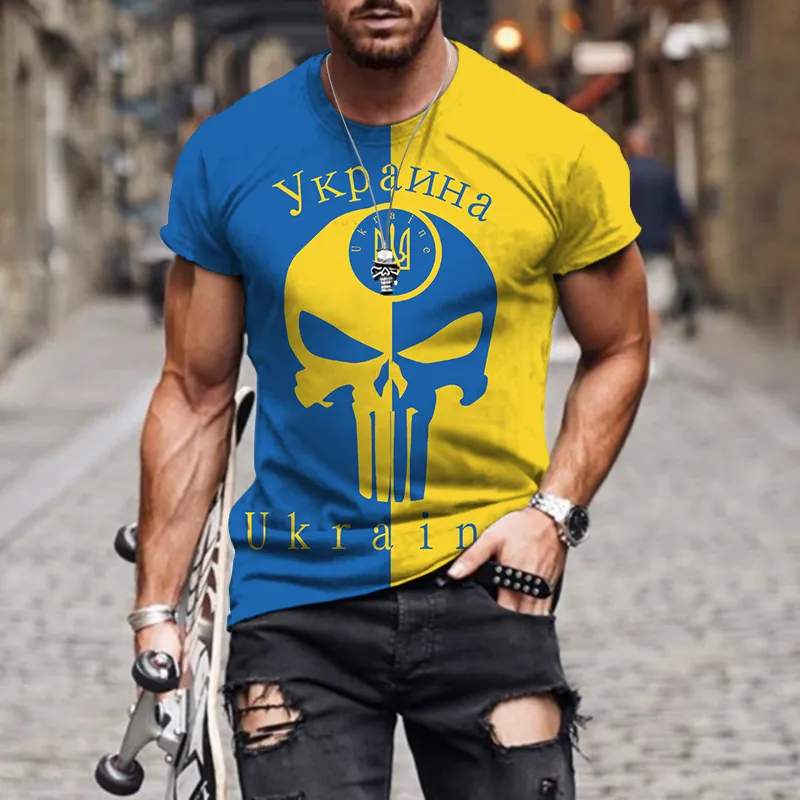 Oekraïne Vlag Heren 3d Afdrukken T-shirt Mode Retro Harajuku Ronde Hals Casual Persoonlijkheid Losse Oversized Zomer 220607